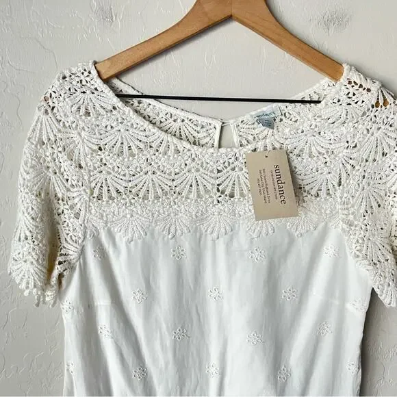 Sundance cotton lace eyelet shift dress NWT - Picture 5 of 10